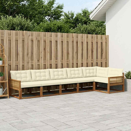 Udendørs sofagruppe med pude 6 pcs Naturlig og Fløde