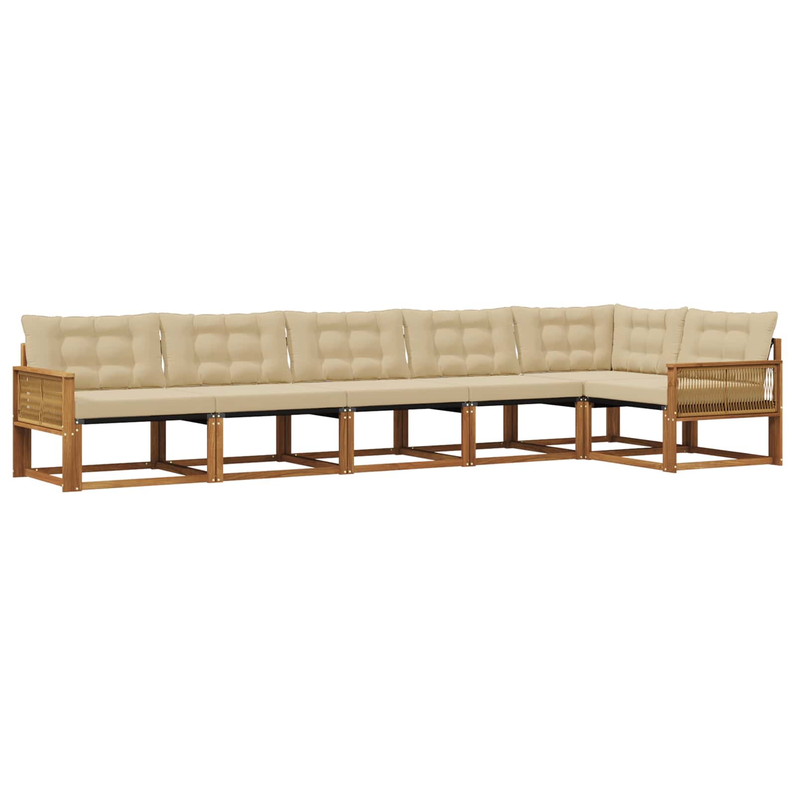 Udendørs sofagruppe med pude 6 pcs Naturlig og Beige