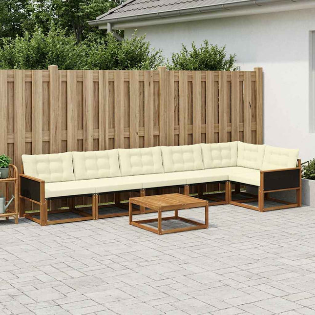 Udendørs sofagruppe med pude 7 pcs Naturlig og Fløde