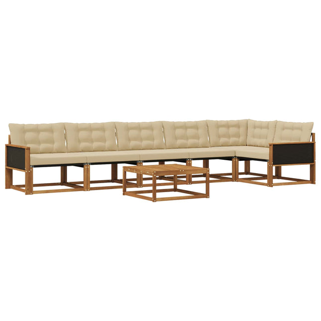 Udendørs sofagruppe med pude 7 pcs Naturlig og Beige