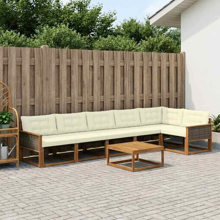 Udendørs sofagruppe med pude 7 pcs Naturlig og Fløde