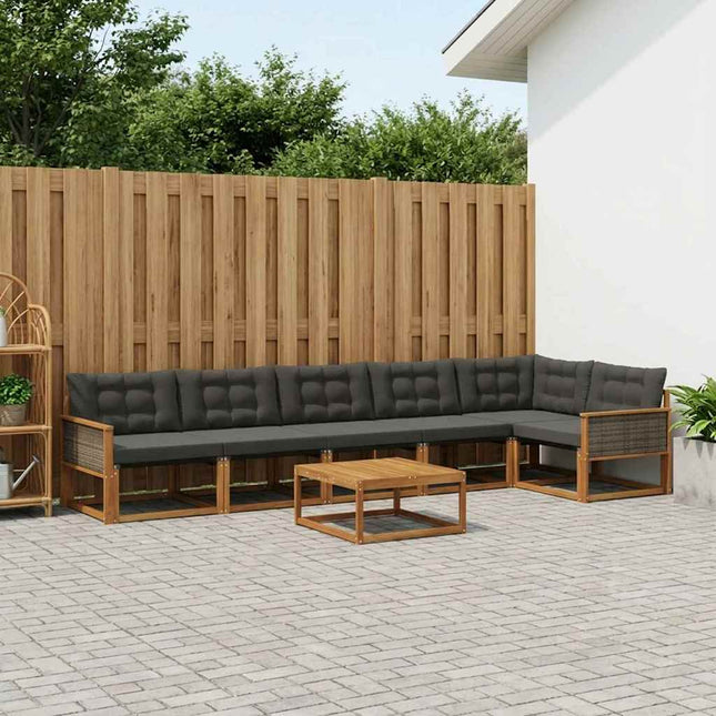 Udendørs sofagruppe med pude 7 pcs Naturfarvet og sort