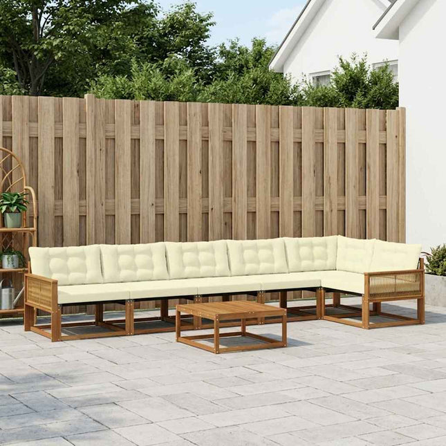 Udendørs sofagruppe med pude 7 pcs Naturlig og Fløde