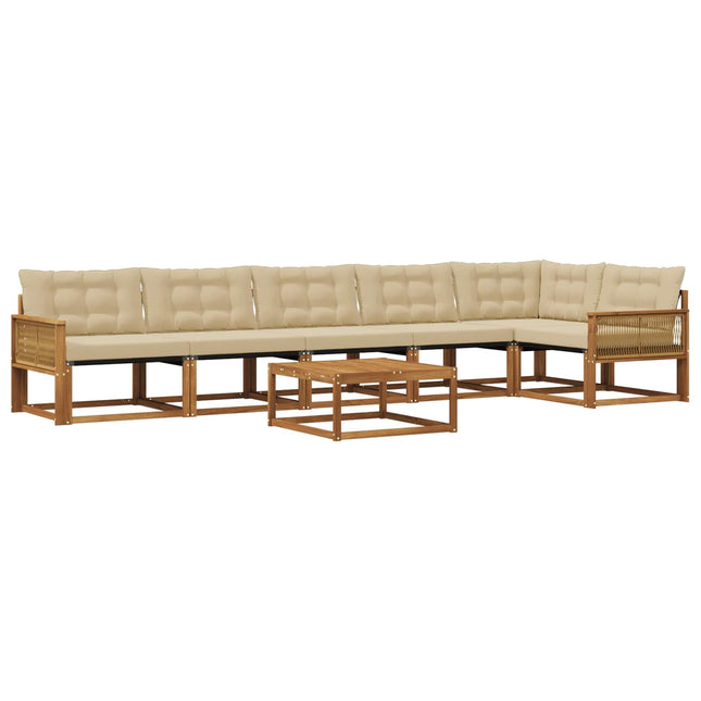 Udendørs sofagruppe med pude 7 pcs Naturlig og Beige