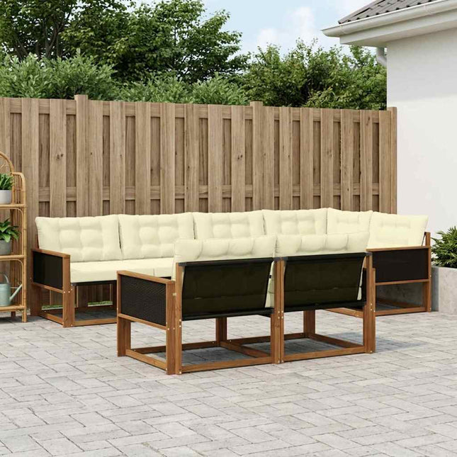 Udendørs sofagruppe med pude 7 pcs Naturlig og Fløde