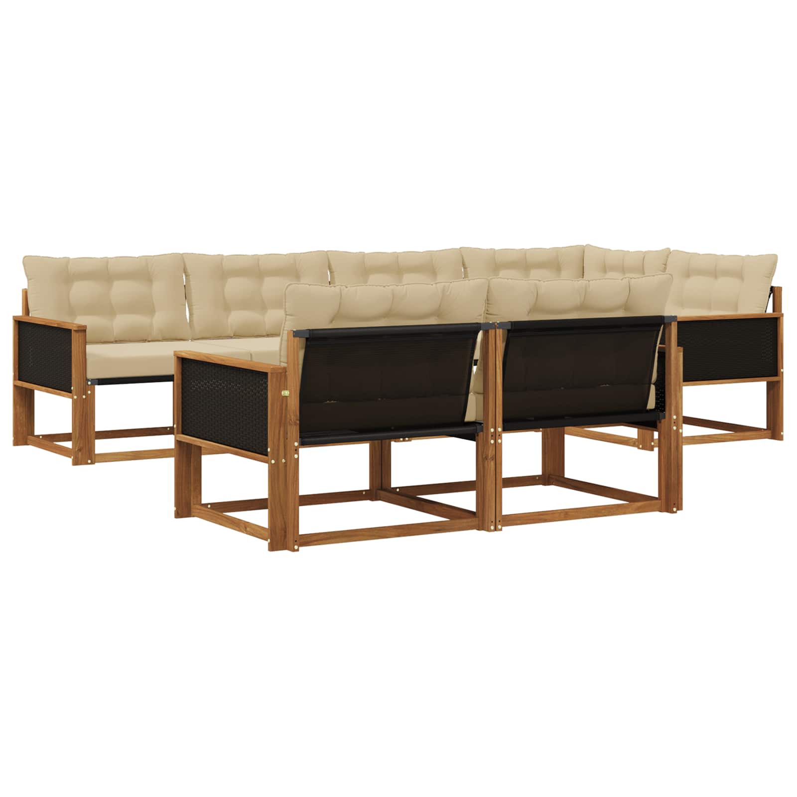 Udendørs sofagruppe med pude 7 pcs Naturlig og Beige