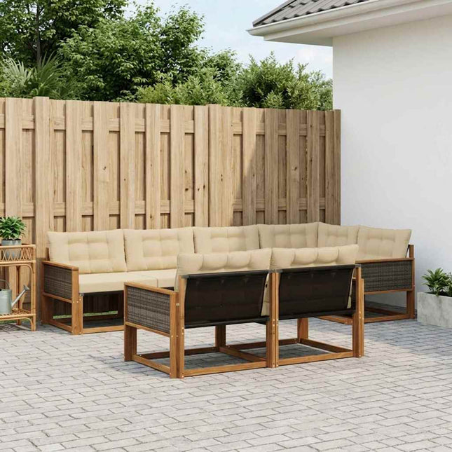 Udendørs sofagruppe med pude 7 pcs Naturlig og Beige