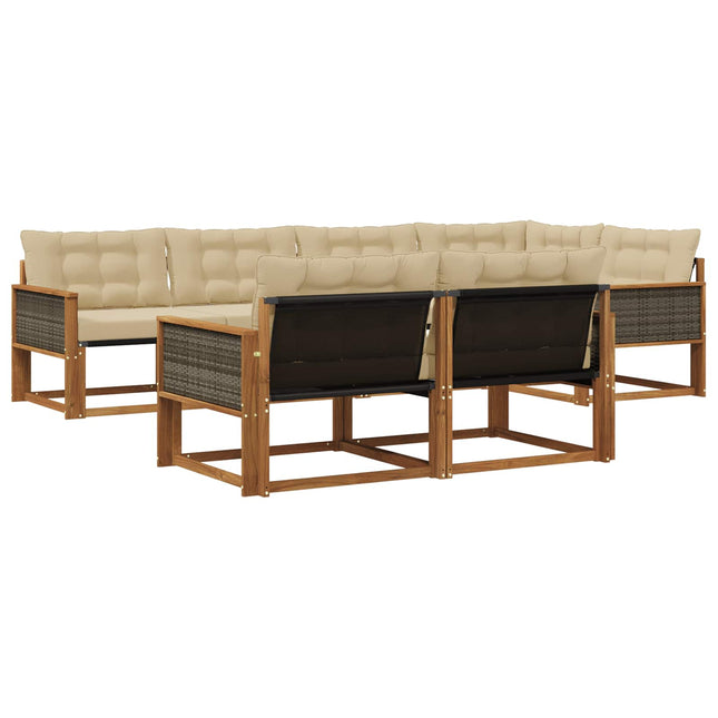 Udendørs sofagruppe med pude 7 pcs Naturlig og Beige