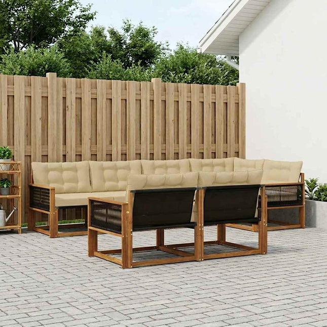 Udendørs sofagruppe med pude 7 pcs Naturlig og Beige