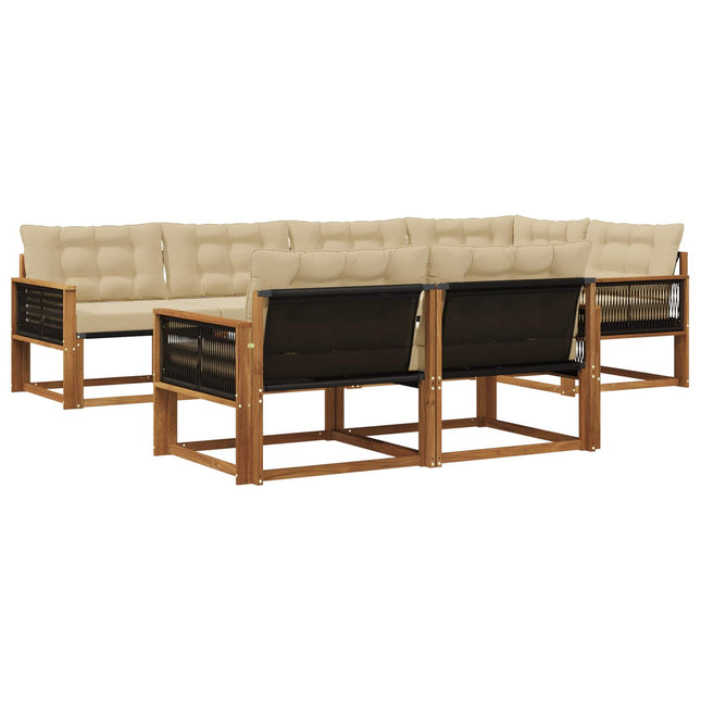 Udendørs sofagruppe med pude 7 pcs Naturlig og Beige