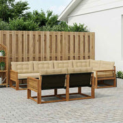 Udendørs sofagruppe med pude 7 pcs Naturlig og Beige