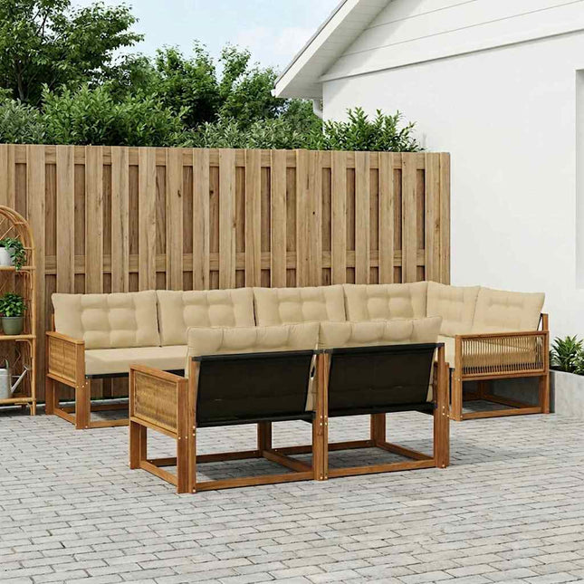 Udendørs sofagruppe med pude 7 pcs Naturlig og Beige