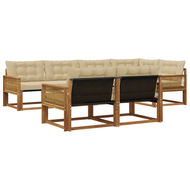Udendørs sofagruppe med pude 7 pcs Naturlig og Beige
