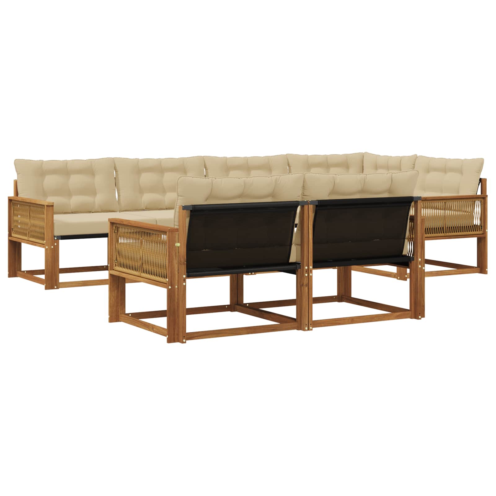 Udendørs sofagruppe med pude 7 pcs Naturlig og Beige