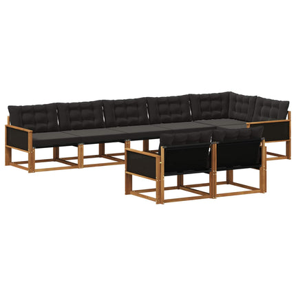 Udendørs sofagruppe med pude 8 pcs Naturfarvet og sort