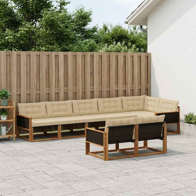 Udendørs sofagruppe med pude 8 pcs Naturlig og Beige