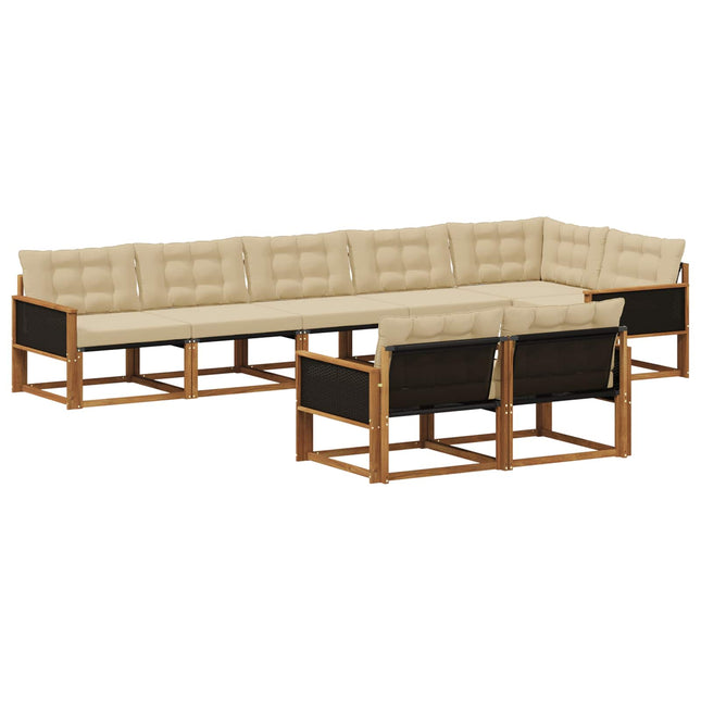 Udendørs sofagruppe med pude 8 pcs Naturlig og Beige