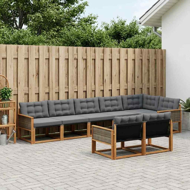 Udendørs sofagruppe med pude 8 pcs Naturfarvet og sort