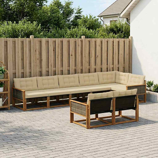 Udendørs sofagruppe med pude 8 pcs Naturlig og Beige