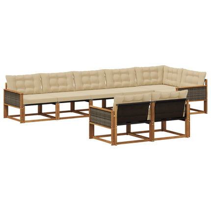 Udendørs sofagruppe med pude 8 pcs Naturlig og Beige