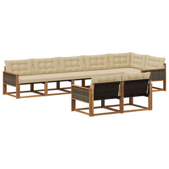 Udendørs sofagruppe med pude 8 pcs Naturlig og Beige