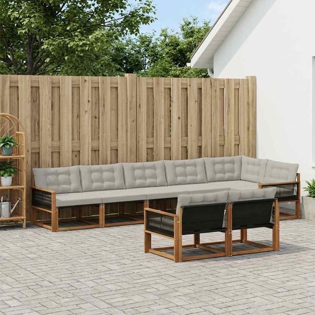 Udendørs sofagruppe med pude 8 pcs Naturfarvet og lysegrå