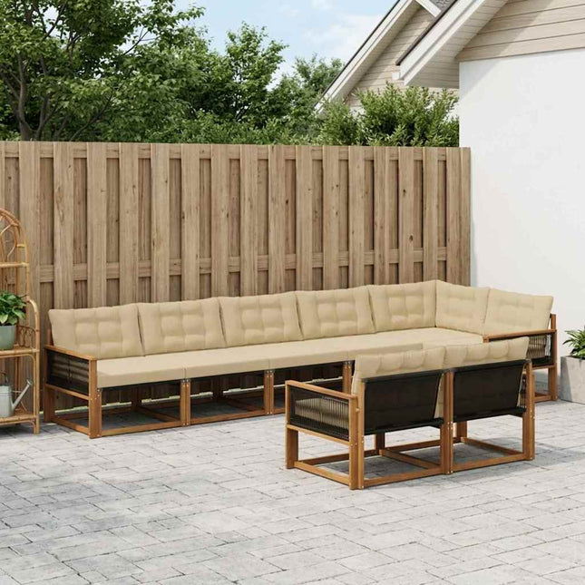 Udendørs sofagruppe med pude 8 pcs Naturlig og Beige