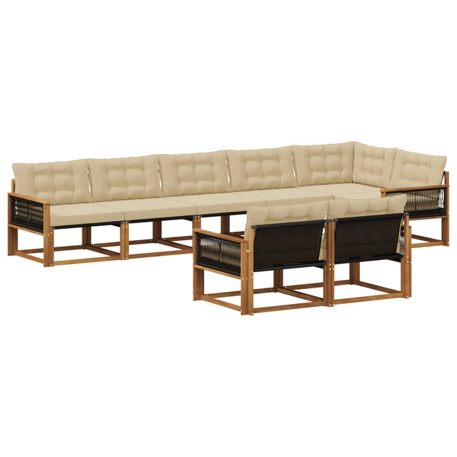 Udendørs sofagruppe med pude 8 pcs Naturlig og Beige