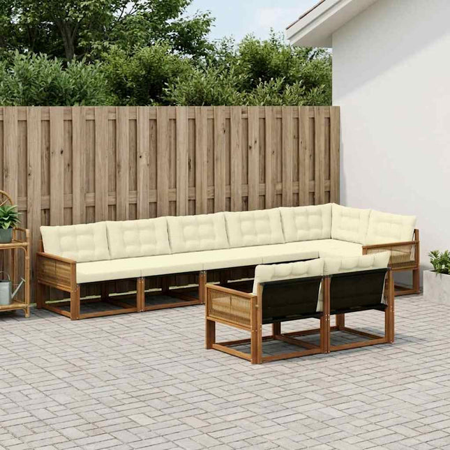 Udendørs sofagruppe med pude 8 pcs Naturlig og Fløde
