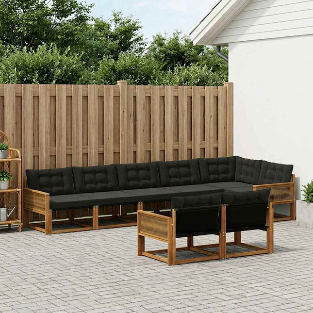 Udendørs sofagruppe med pude 8 pcs Naturfarvet og sort