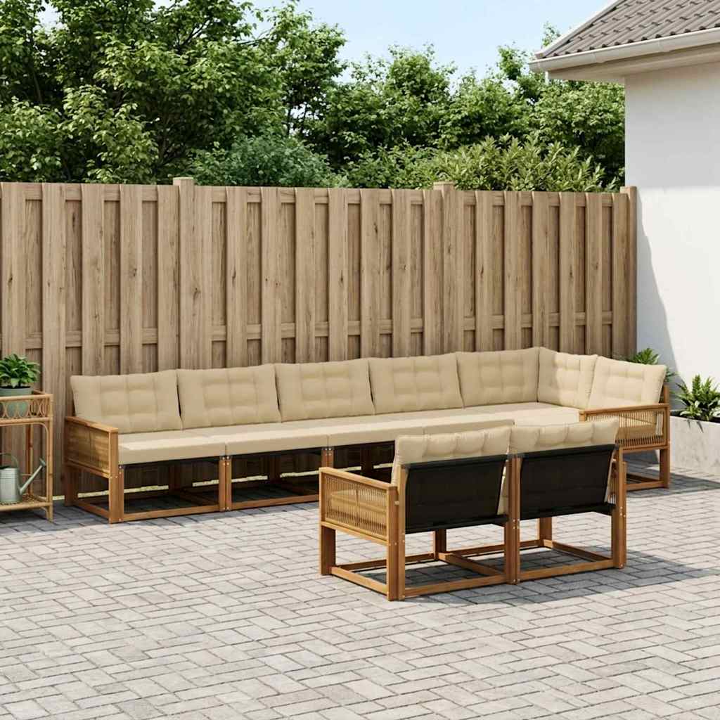 Udendørs sofagruppe med pude 8 pcs Naturlig og Beige
