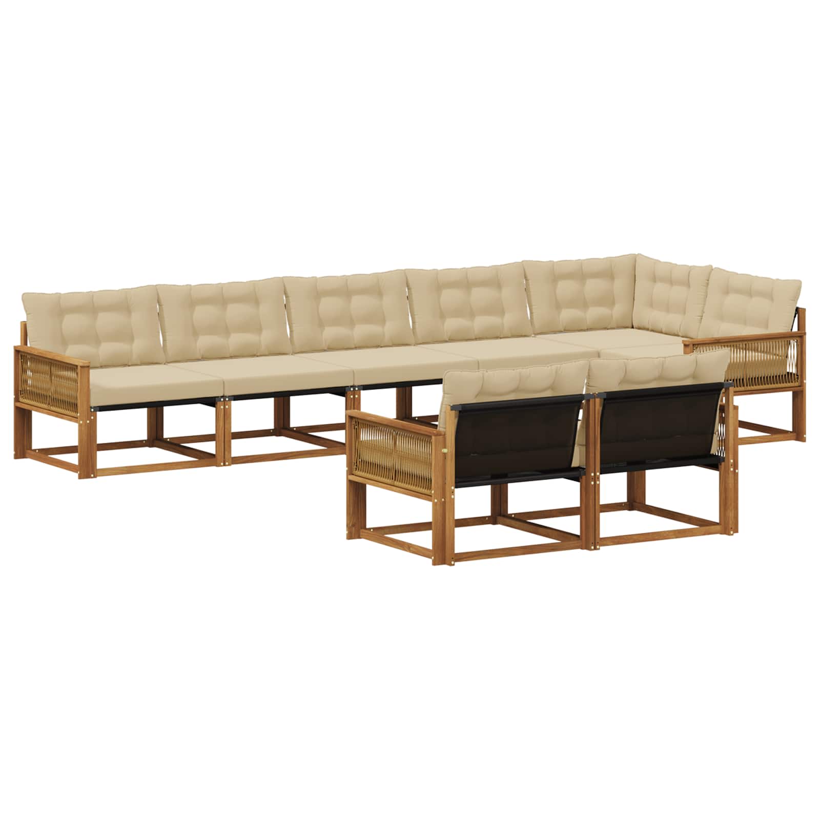 Udendørs sofagruppe med pude 8 pcs Naturlig og Beige