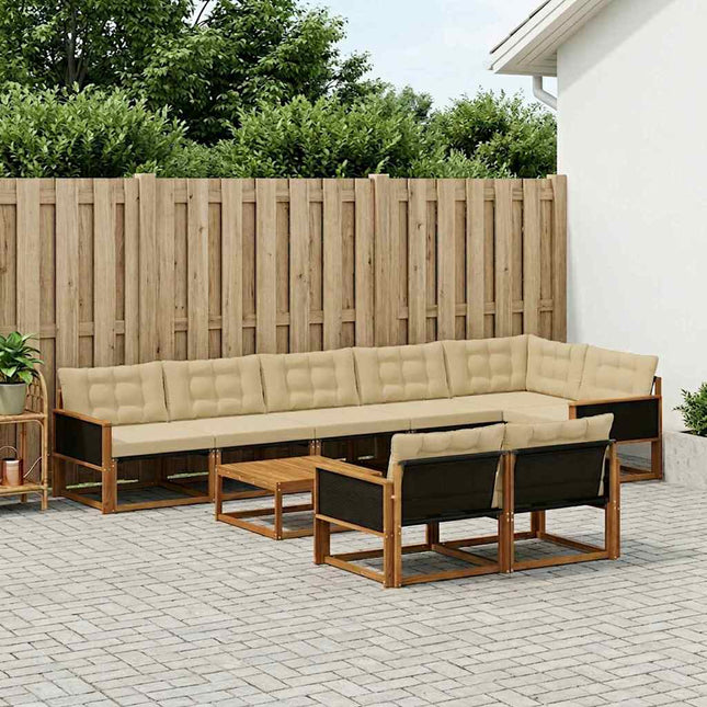Udendørs sofagruppe med pude 9 pcs Naturlig og Beige