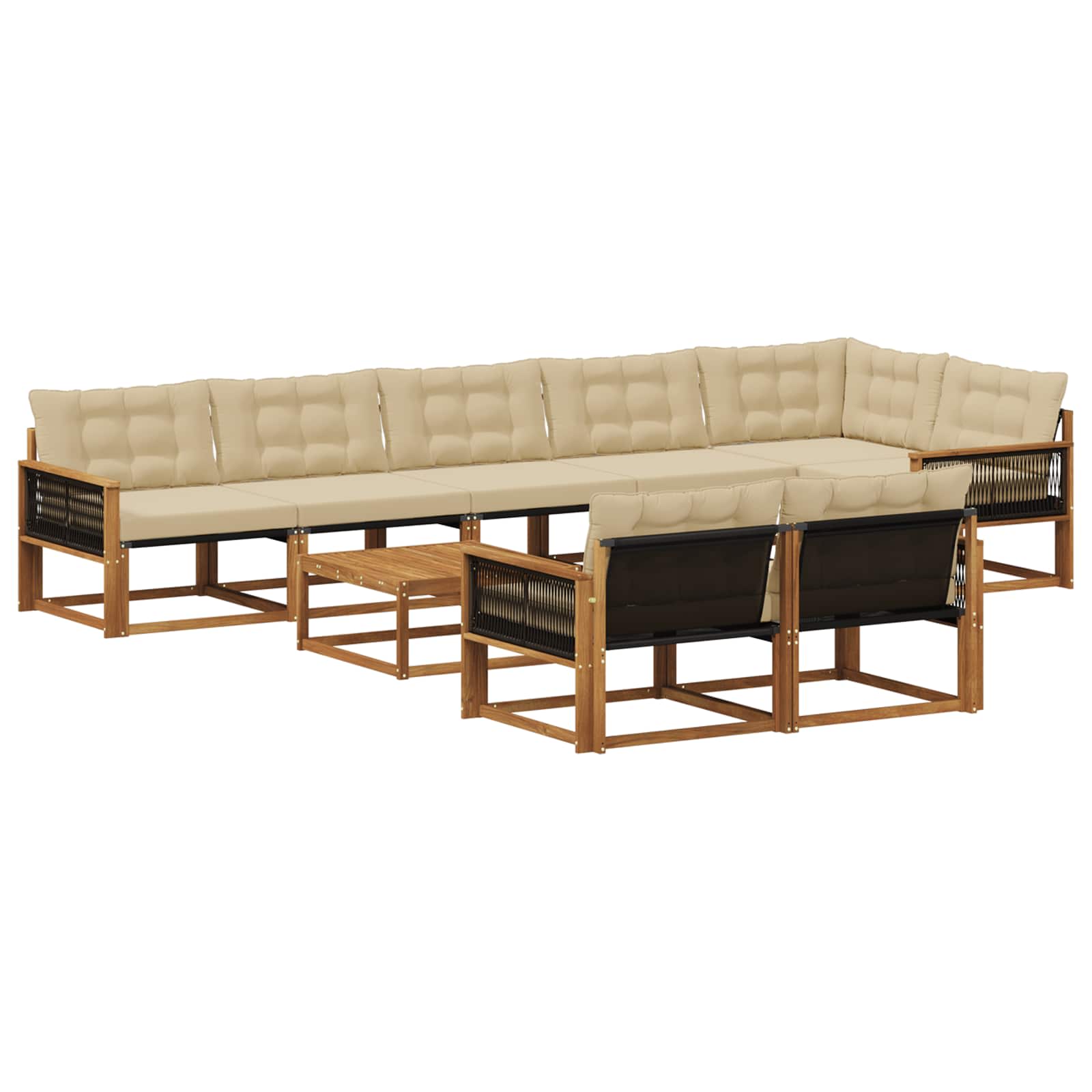 Udendørs sofagruppe med pude 9 pcs Naturlig og Beige