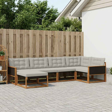 Udendørs sofagruppe med pude 6 pcs Naturfarvet og lysegrå
