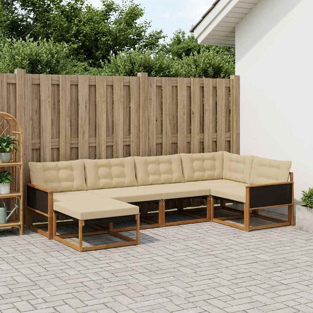 Udendørs sofagruppe med pude 6 pcs Naturlig og Beige