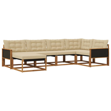 Udendørs sofagruppe med pude 6 pcs Naturlig og Beige