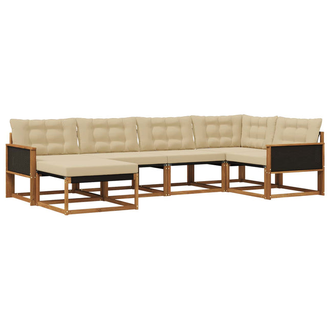 Udendørs sofagruppe med pude 6 pcs Naturlig og Beige