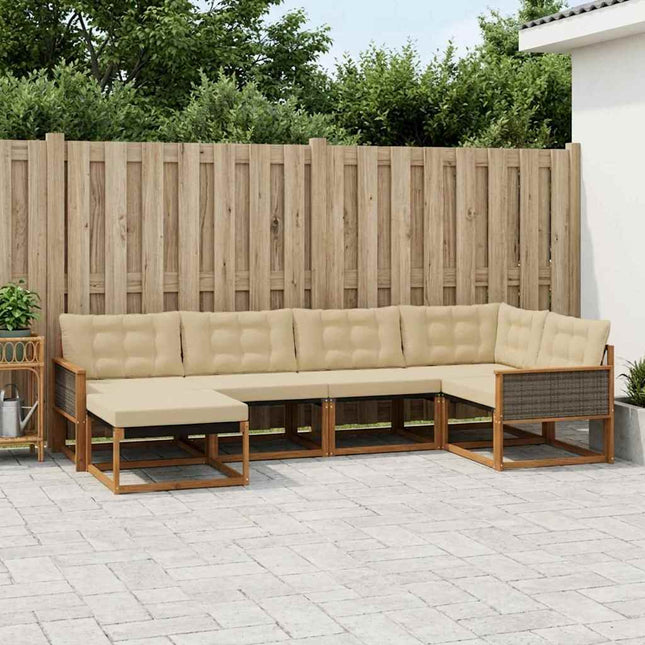 Udendørs sofagruppe med pude 6 pcs Naturlig og Beige
