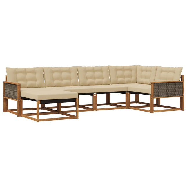 Udendørs sofagruppe med pude 6 pcs Naturlig og Beige