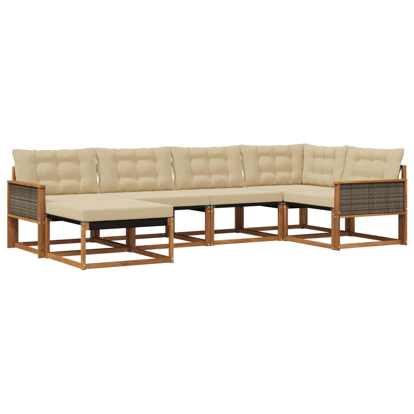Udendørs sofagruppe med pude 6 pcs Naturlig og Beige