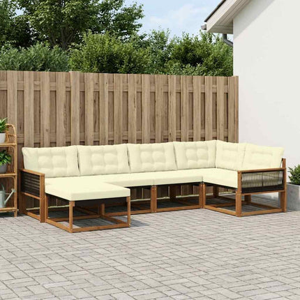 Udendørs sofagruppe med pude 6 pcs Naturlig og Fløde