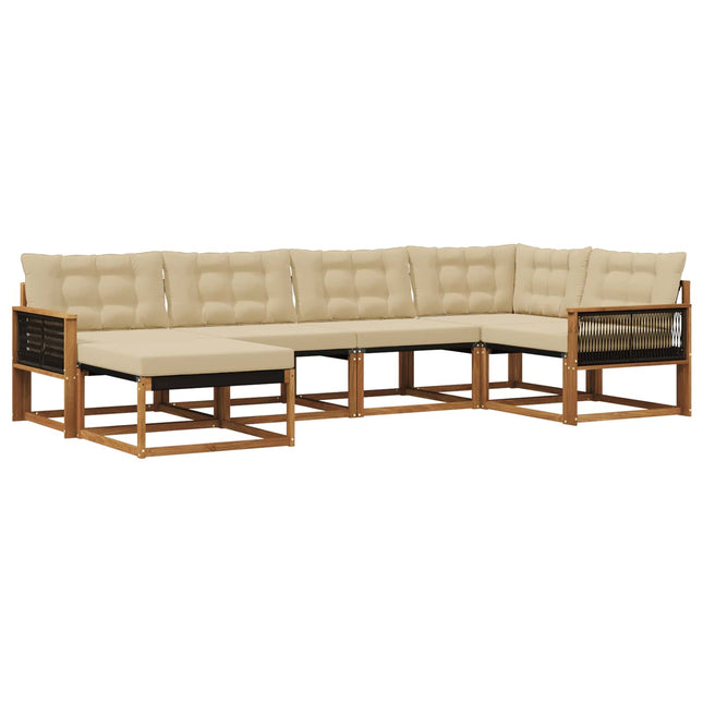 Udendørs sofagruppe med pude 6 pcs Naturlig og Beige