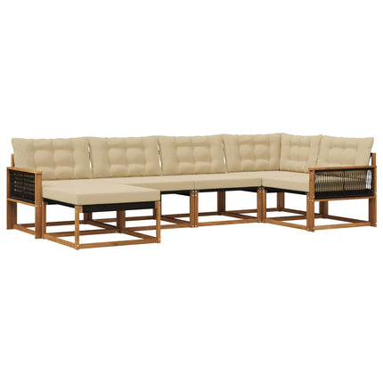 Udendørs sofagruppe med pude 6 pcs Naturlig og Beige