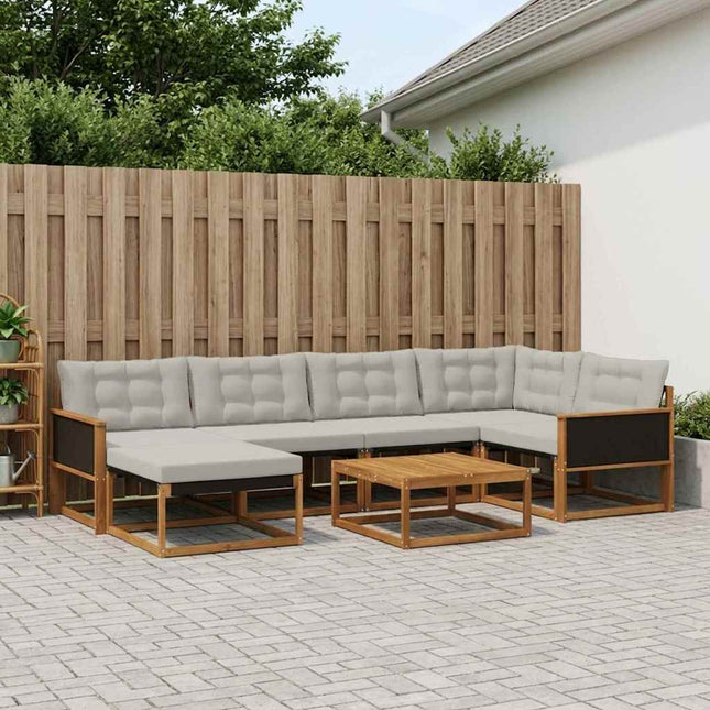 Udendørs sofagruppe med pude 7 pcs Naturfarvet og lysegrå