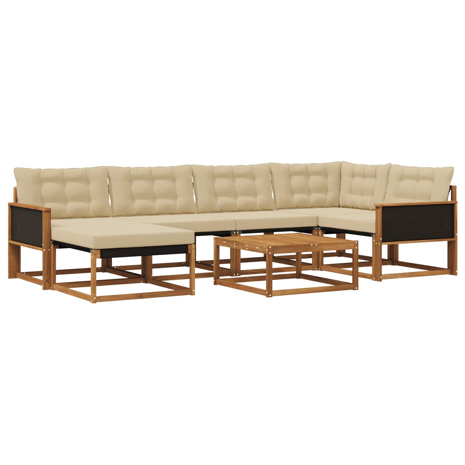 Udendørs sofagruppe 7 pcs Naturlig og Beige Massivt Akacietræ