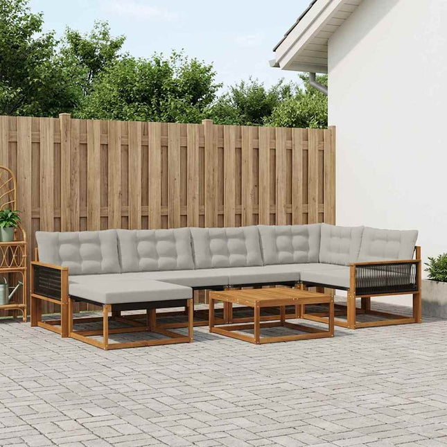 Udendørs sofagruppe med pude 7 pcs Naturfarvet og lysegrå