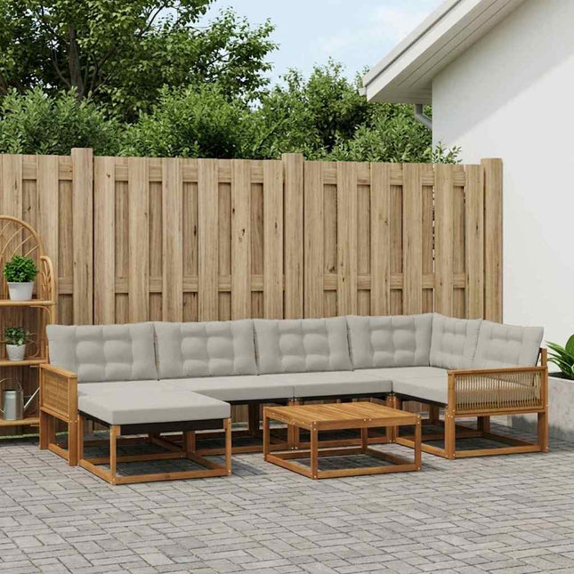 Udendørs sofagruppe med pude 7 pcs Naturfarvet og lysegrå