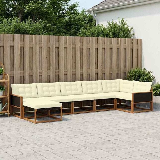 Udendørs sofagruppe med pude 7 pcs Naturlig og Fløde
