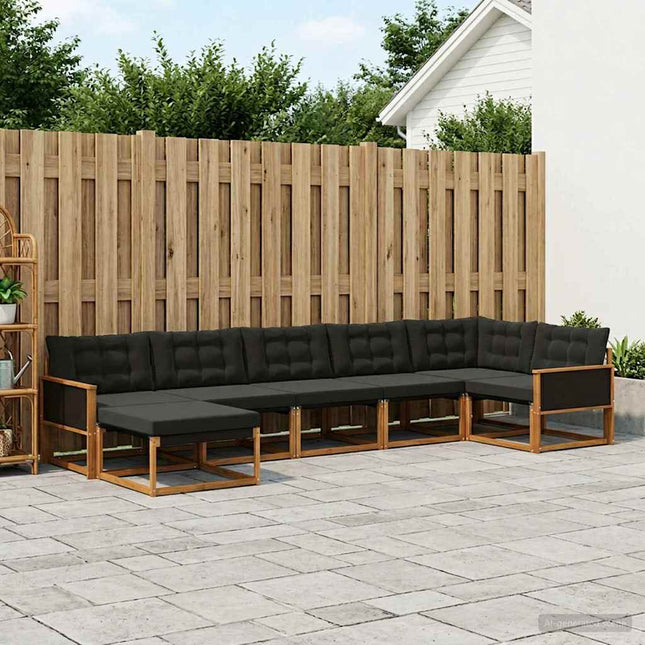 Udendørs sofagruppe med pude 7 pcs Naturfarvet og sort